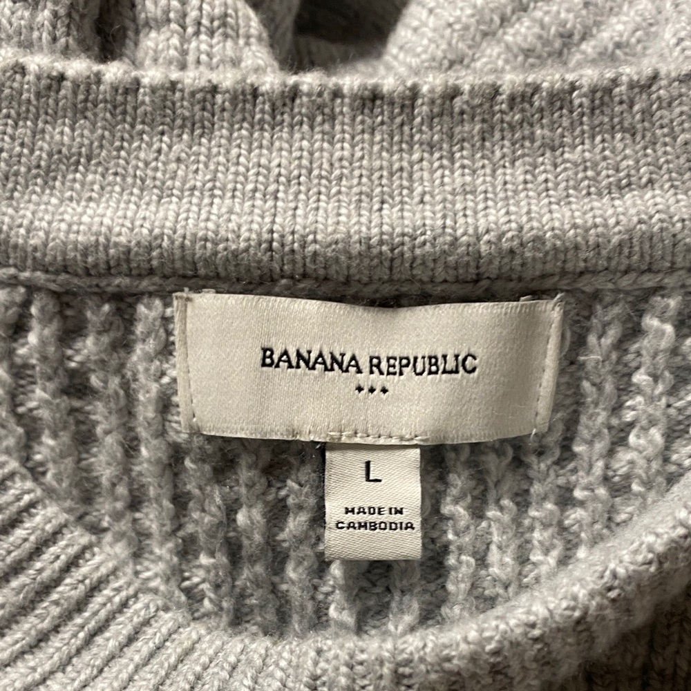 Banana Republic Men’s Cozy Textured Sweater Medium Gray Straight Hem‎ Size Large - Picture 4 of 6